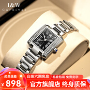 愛沃馳 愛沃馳（IW) 瑞士品牌名表女士手表方形小表盤精致時(shí)尚七夕禮物 黑色