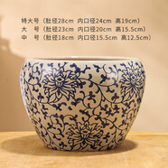 古典北歐風(fēng)花盆陶瓷大號室內外落地多肉綠植盆栽特大口徑特價(jià)清倉 青花瓷灰 一套【特大+大號+中號】