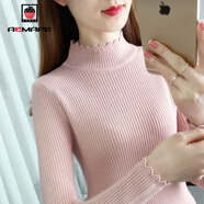 AEMAPE半高領(lǐng)打底衫女2025春秋冬季時(shí)尚緊身針織衫女上衣短款毛衣紅色 粉紅色 M