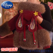 迪士尼（Disney）仿動(dòng)物毛絨外套秋冬2026新款女童紅色馬年過(guò)年皮草兒童皮毛一體年 紅色皮草外套 【加絨加厚】兔耳 130 【建議身高120cm~130cm】