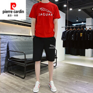 皮爾卡丹（pierre cardin）運動套裝男士夏季新款潮流休閑薄款男裝短袖短褲冰絲一套搭配 902紅色套裝 L