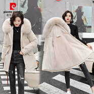 皮爾卡丹潮派克服女短款2025冬季新款韓版寬松時(shí)尚大毛領(lǐng)加厚毛絨休閑棉衣 米白色 2XL