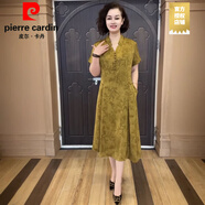 皮爾卡丹50歲媽媽裝休閑連衣裙中老年人香云紗夏季時(shí)尚大碼短袖過(guò)膝裙子 桑蠶絲連衣裙黃色 XL 廣州十三行連衣裙- 推薦90-110斤
