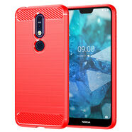 諾基亞7/7Plus手機殼Nokia7.1/7.2碳纖維防摔保護套硅膠軟手機殼 紅色 諾基亞7Plus