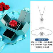 ZXZOV【一克拉莫桑鉆】999足銀項鏈女生鎖骨鏈雪花吊墜生日禮物送女友 一克拉項鏈+手鏈【白金色】+禮盒