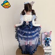 G.DUCKKIDS小黃鴨女童洛麗塔公主裙2025春夏新款兒童生日禮服兔子蛋糕裙子 吊帶裙單件【不帶配件】 100 cm
