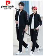 皮爾卡丹（pierre cardin）2025新款運動(dòng)套裝男士秋季情侶休閑跑步衛衣男女情侶裝春秋運動(dòng)服 8611黑色(兩件套) L 女(建議95-106)