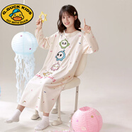 G.DUCKKIDS女童睡裙春秋季兒童純棉長袖睡衣親子母女全棉加長款寬松長裙夏天 蛋仔（長袖純棉裙）LD-33011 150 M碼 適合身高150-160CM