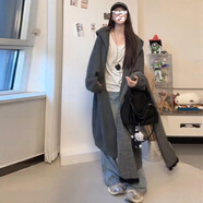 熒蒂慵懶風感毛衣女外套女秋冬季2025新款長款針織衫女開衫韓系穿搭 灰色 S