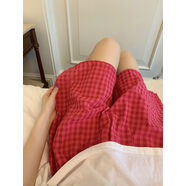馨幫幫Homedress學(xué)生夏季外穿撞色格子睡褲女輕薄透氣家居短褲子 火龍果色第2條減5元 均碼