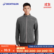 迪卡儂（DECATHLON）保暖戶外抓絨衣外套男女運動寬松秋搖粒絨外套沖鋒衣內(nèi)膽 男款-全拉鏈-深灰色 L