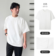 格度佐致GDZS格度品牌24春夏新款圓領(lǐng)簡約套頭百搭短袖T恤男寬松情侶上衣 白色 165/S