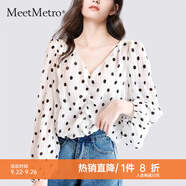 MeetMetro瑪依爾波點印花法式襯衫女2025秋新款燈籠袖套頭雪紡衫 波點【現(xiàn)貨閃電發(fā)】 XL