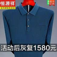 恒源祥中老年爸爸裝春秋長袖t恤男有口袋翻領(lǐng)polo衫羊毛針織體恤男 【銷量500+】8808哈青 S 165/80A 100-120斤