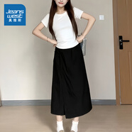 真維斯（Jeanswest）女裝山本裙褲2025年新款夏款寬松顯瘦氣質(zhì)小個子休閑慵懶風(fēng)褲子GL 山本褲裙-黑色8010 M 160/64A