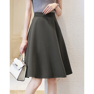 德瑪納【通勤a字傘裙】春秋收腰半裙簡(jiǎn)約半身裙女中長(cháng)款 灰綠 S 