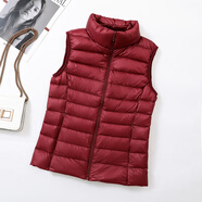 以純（YISHion）同款羽絨服女冬季新款馬甲外套短款輕薄馬夾潮 酒紅色 S