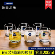 樂(lè )美雅6只裝加厚耐熱玻璃杯家用透明喝水杯泡茶杯牛奶果汁杯套裝觀(guān)山杯 6只裝/透明葡萄園矮款200ml 無(wú)規格