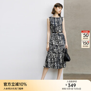 顏域設(shè)計(jì)感時(shí)尚連衣裙女2024新款秋季裙子氣質(zhì)連身裙中長(zhǎng)款背心裙 黑白花 2XL