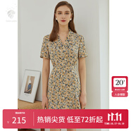 范思藍(lán)恩正式氣質(zhì)通勤連衣裙女夏季收腰顯瘦面試西裝裙 油畫(huà)黃 L