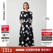 朗姿【Basic衣櫥】小香風(fēng)法式赫本風(fēng)波點(diǎn)裙子女夏新款連衣裙 本白色2 S