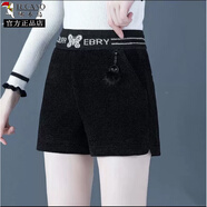 啄木鳥(niǎo)水貂絨短褲女秋冬季新款2025燈芯絨加厚女士外穿冬天配靴褲子 黑色023 XL