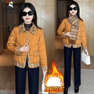 皮爾卡丹（pierre cardin）女裝時尚復(fù)古短款加厚羽絨棉服女裝2025秋冬新款洋氣時髦輕薄保暖 黃色【手塞棉加厚】 2XL 【建議130斤-145斤】