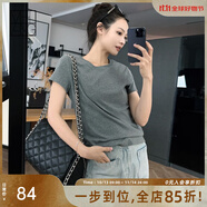 美洋（MEIYANG）瘦瘦T 顯瘦圓領彈力修身百搭短袖女士上衣時尚休閑透氣柔軟T恤女 中灰色 L