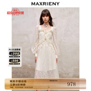 MAXRIENY宮廷復(fù)古風(fēng)仙美連衣裙早秋新款訂婚小白裙 米白A20 S
