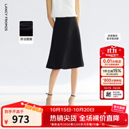 朗姿醋酸氣質(zhì)高級(jí)感黑色魚尾裙a字短裙2025年夏季新款獨(dú)特半身裙 黑色 XL