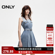 ONLY2025秋季新款無袖U領漸變百褶短裙牛仔裙連衣裙女|125142033 J33復古350牛仔洗水 XL