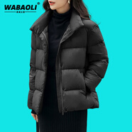 WABAOLI 短款羽絨服女2025年冬季新款加厚時(shí)尚洋氣立領(lǐng)連帽休閑韓版外套 黑色立領(lǐng) M 【建議85-100斤】