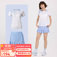 川崎（KAWASAKI）羽毛球服女神運動套裝女夏季短袖T恤運動裙繁花似錦運動服速干衣 繁花似錦 A2948 紫藍色套裝 M