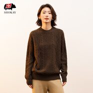 SHOKAY針織衫男女同款秋冬溫暖圓領(lǐng)學(xué)院風(fēng)套頭毛衣100%牦牛絨AM-SW-SY 深棕 2XL
