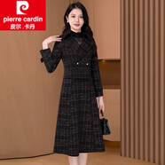 皮爾卡丹（pierre cardin）氣質(zhì)套裝裙套裝女2025新款時(shí)尚洋氣減齡小香風(fēng)秋冬裝女裝冬季 黑色- L 適合106-115斤