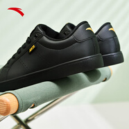 安踏男鞋冬季板鞋男士休閑小白鞋新款白色滑板鞋旅游運動(dòng)鞋子男 黑-3 44