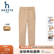 哈吉斯（HAZZYS）品牌童裝女童長(zhǎng)褲冬新品彈力舒適休閑百搭加厚一體絨長(zhǎng)褲 暖卡其 165