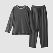 蕉內（Bananain）棉棉305H男女士睡衣睡褲純棉情侶家居服套裝春夏季長(cháng)袖長(cháng)褲不悶汗 【男士】彥灰 XL