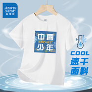 真維斯童裝男童短袖t恤2025新款兒童夏季冰絲上衣男孩速干網(wǎng)眼衣服運(yùn)動(dòng)夏裝 【冰絲款】白/J中國(guó)少年 140