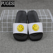 普戈斯（PUGESI）情侶拖鞋女夏室內(nèi)外穿防滑軟底百搭笑臉涼拖學(xué)生韓版表情拖鞋男 笑臉白色 37 (適合36碼)