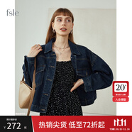 范思藍(lán)恩春秋季新款高街牛仔外套女韓版寬松休閑夾克213219 深藍(lán)色 XS