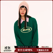 Mmlg 87mm 圓領(lǐng)衛(wèi)衣女男2025年秋季厚板膠印logo裝飾個(gè)性潮酷情侶上衣 深綠色 XL
