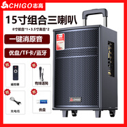 志高（CHIGO）廣場(chǎng)舞藍牙音箱低音炮戶(hù)外大音量戶(hù)外K歌變音聲卡音響彈唱 15英寸旗艦版+有線(xiàn)話(huà)筒X1+32GU盤(pán)