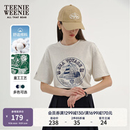 Teenie Weenie小熊短袖T恤女夏季寬松圓領(lǐng)短袖T恤棉質(zhì)時(shí)尚打底衫女 淺灰色 160/S