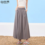 自由系半身裙女2025新款夏季薄款高腰a字顯瘦傘裙百褶長裙小個子山本裙
