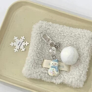 贏(yíng)夫人（Mrs win）冬季小雪人白色毛球雪花鑰匙扣掛飾可愛(ài) ccd相機配件毛絨鏈條掛件  GJ-019-2  雪人毛錢(qián)鑰匙扣 