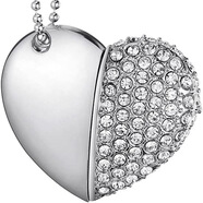 D金屬心形愛(ài)心u盤(pán)個(gè)性?xún)?yōu)盤(pán)32g婚慶u盤(pán)批發(fā)可做logo情人節禮品usb 銀色 64GB