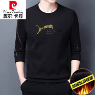 皮爾卡丹（pierre cardin）品牌衛(wèi)衣男圓領(lǐng)春秋冬款長袖t恤男裝德絨保暖打底衫上衣加厚加絨 加絨 7721-1 黑色 加厚 M 165/48 建議95斤-115斤