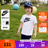 NIKE  3BRAND 耐克男女童純棉短袖T恤+短褲2件套裝夏季新款短袖套裝 正黑色 120 /60 【建議身高110-116cm】