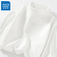 真維斯（JEANSWEST）雙面德絨打底衫男秋冬季長(cháng)袖t恤男保暖內搭上衣加絨半高領(lǐng)秋衣男 高領(lǐng) 白色 純色 XL